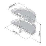 Innostor Plus 1/2 Carousel To Suit 1000mm Wide Blind Corner Base Cabinet With A 500mm Wide Door Chrome / Grey