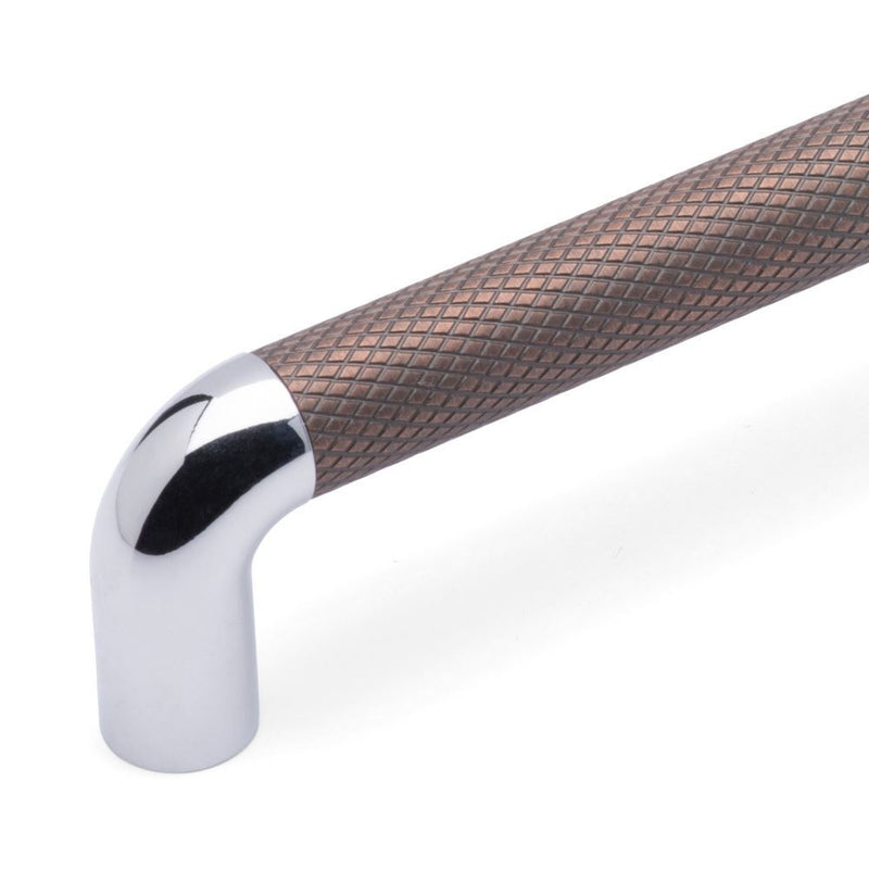 LANY KNURLED D Handle Kitchen/Bedroom Door Handle Antique Copper / Chrome (Various Sizes)