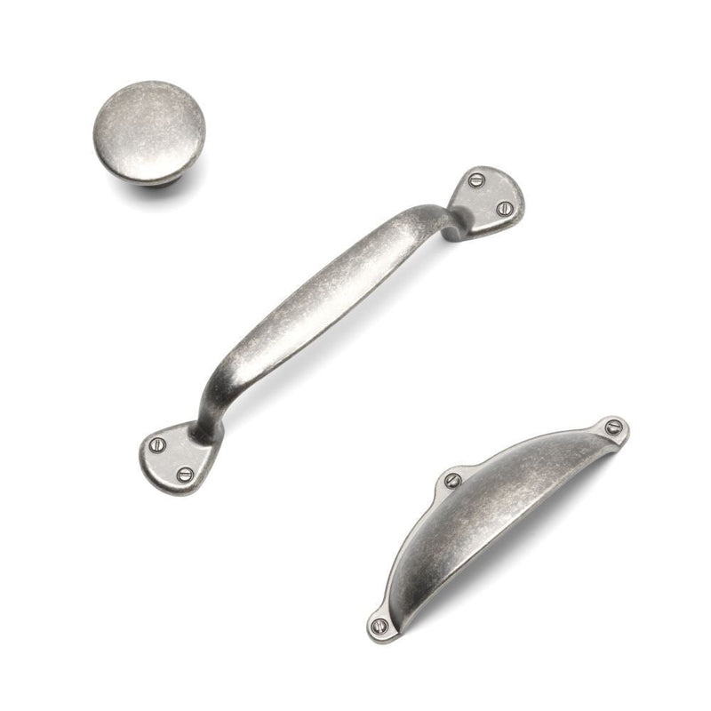 Finsbury D Kitchen/Bedroom Door Handle Pewter - 96mm Centres (145mm Overall Length)