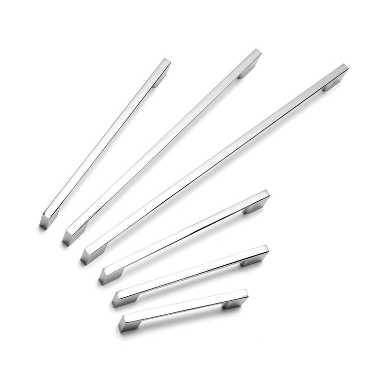 SLIM SQUARE D Handle Kitchen/Bedroom Door Handle Chrome - 96mm Centres (120mm Overall Length)