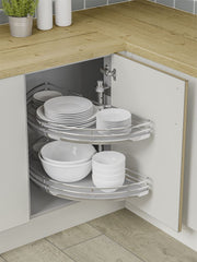 Innostor Plus 1/2 Carousel To Suit 1000mm Wide Blind Corner Base Cabinet With A 500mm Wide Door Chrome / Grey