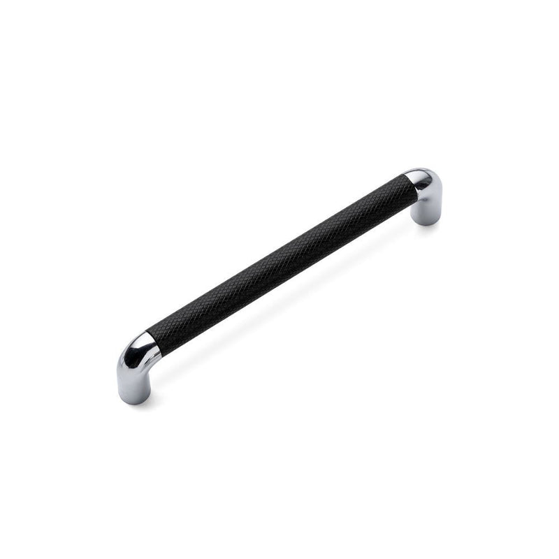 LANY KNURLED D Handle Kitchen/Bedroom Door Handle Black / Chrome (Various Sizes) - 160mm Hole Centres (175mm Overall
