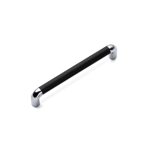 LANY KNURLED D Handle Kitchen/Bedroom Door Handle Black / Chrome (Various Sizes) - 160mm Hole Centres (175mm Overall