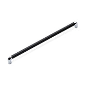 LANY KNURLED D Handle Kitchen/Bedroom Door Handle Black / Chrome (Various Sizes) - 320mm Hole Centres (335mm Overall