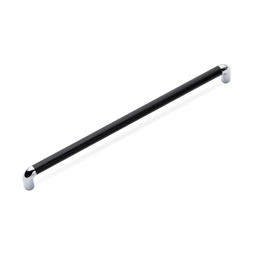 LANY KNURLED D Handle Kitchen/Bedroom Door Handle Black / Chrome (Various Sizes) - 320mm Hole Centres (335mm Overall
