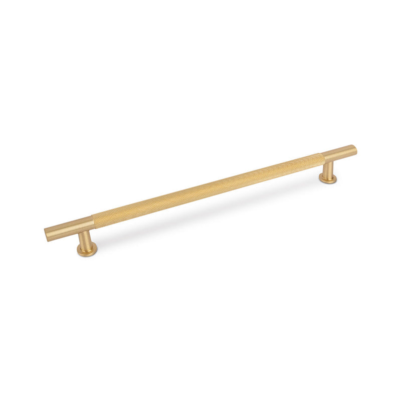FENDER KNURLED T Bar Handle Kitchen/Bedroom Door Handle Satin Brass (Various Sizes) - 224mm Hole Centres (278mm Overall