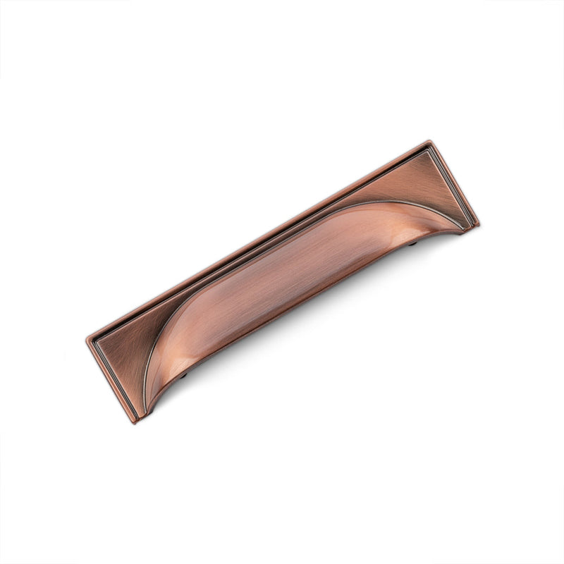 WINDSOR Cup Handle Kitchen/Bedroom Door Handle Antique Copper - 96mm Hole Centres (145mm Overall Length)