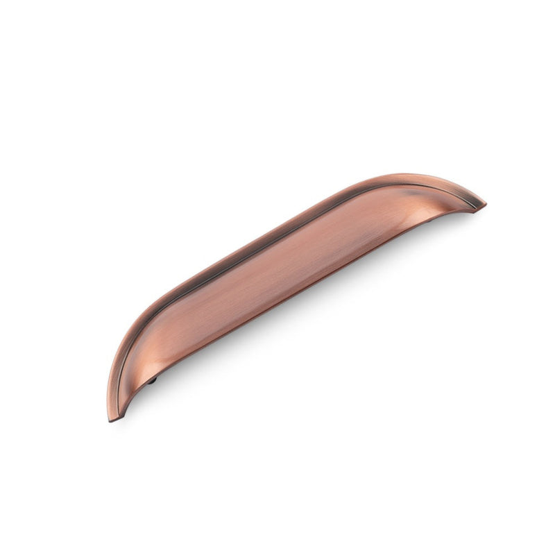 WINDSOR Shell Handle Kitchen/Bedroom Door Handle Antique Copper - 128mm Hole Centres (174mm Overall Length)