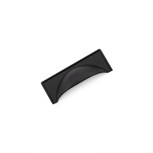 WINDSOR Cup Handle Kitchen/Bedroom Door Handle Matt Black - 64mm Hole Centres (97mm Overall Length)