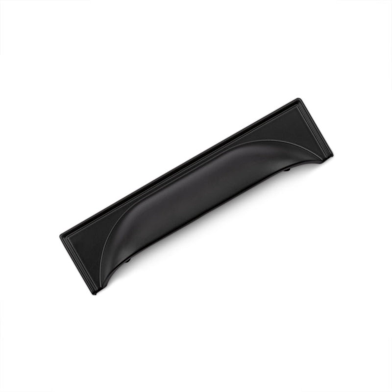 WINDSOR Cup Handle Kitchen/Bedroom Door Handle Matt Black - 96mm Hole Centres (145mm Overall Length)