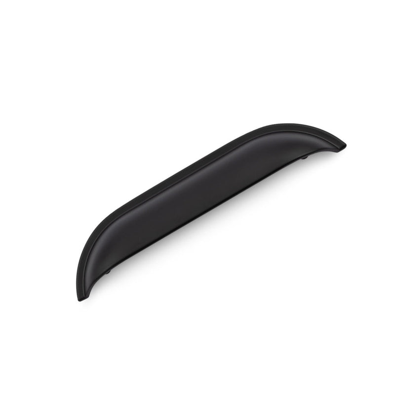 WINDSOR Shell Handle Kitchen/Bedroom Door Handle Matt Black - 128mm Hole Centres (174mm Overall Length)
