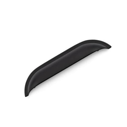 WINDSOR Shell Handle Kitchen/Bedroom Door Handle Matt Black - 128mm Hole Centres (174mm Overall Length)