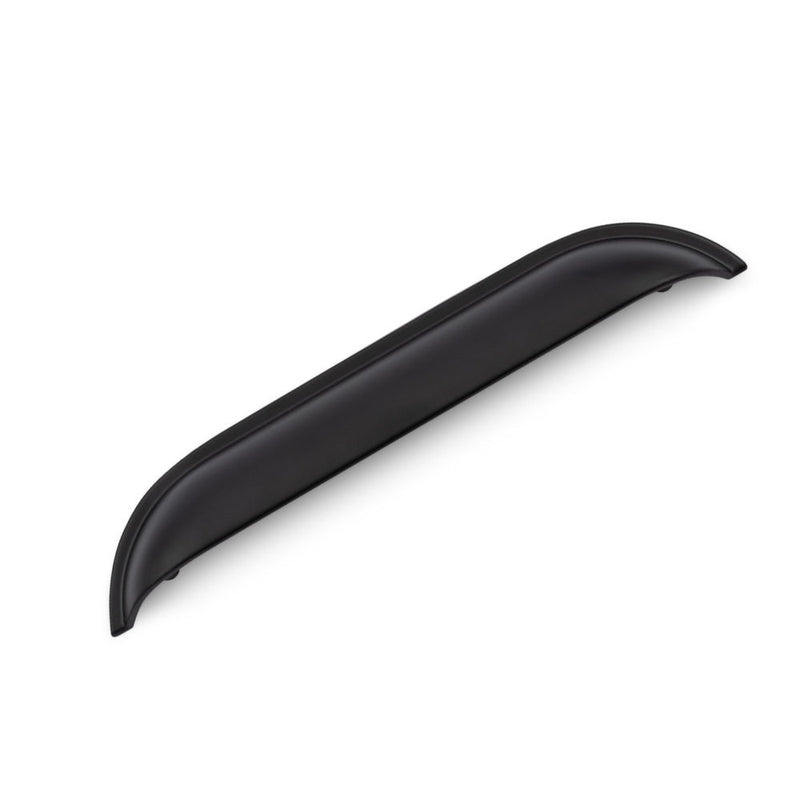 WINDSOR Shell Handle Kitchen/Bedroom Door Handle Matt Black - 160mm Hole Centres (206mm Overall Length)