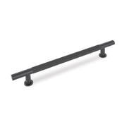 FENDER KNURLED T Bar Handle Kitchen/Bedroom Door Handle Matt Black (Various Sizes) - 160mm Hole Centres (215mm Overall