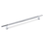 FENDER KNURLED T Bar Handle Kitchen/Bedroom Door Handle Chrome (Various Sizes) - 224mm Hole Centres (278mm Overall
