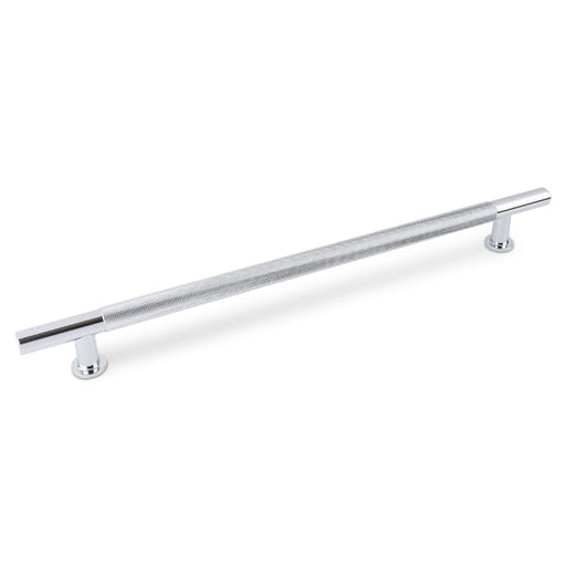 FENDER KNURLED T Bar Handle Kitchen/Bedroom Door Handle Chrome (Various Sizes) - 224mm Hole Centres (278mm Overall