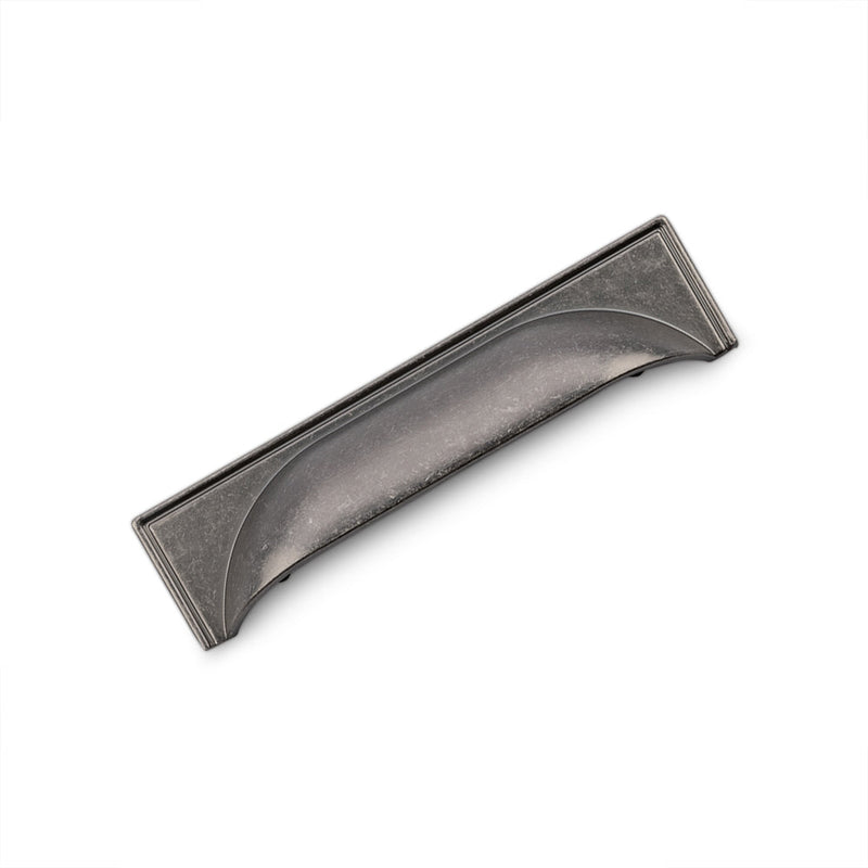 WINDSOR Cup Handle Kitchen/Bedroom Door Handle Pewter - 96mm Hole Centres (145mm Overall Length)