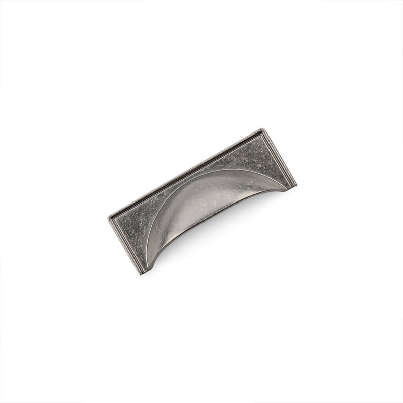 WINDSOR Cup Handle Kitchen/Bedroom Door Handle Pewter - 64mm Hole Centres (97mm Overall Length)