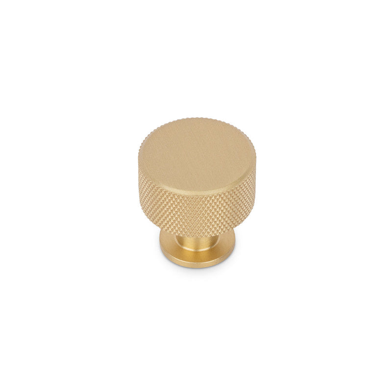 FENDER KNURLED Round Post Knob Kitchen/Bedroom Door Handle Satin Brass