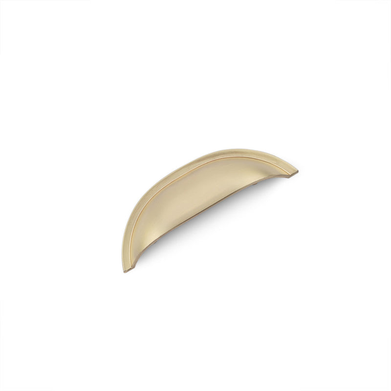 WINDSOR Shell Handle Kitchen/Bedroom Door Handle Satin Brass - 64mm Hole Centres (110mm Overall Length)