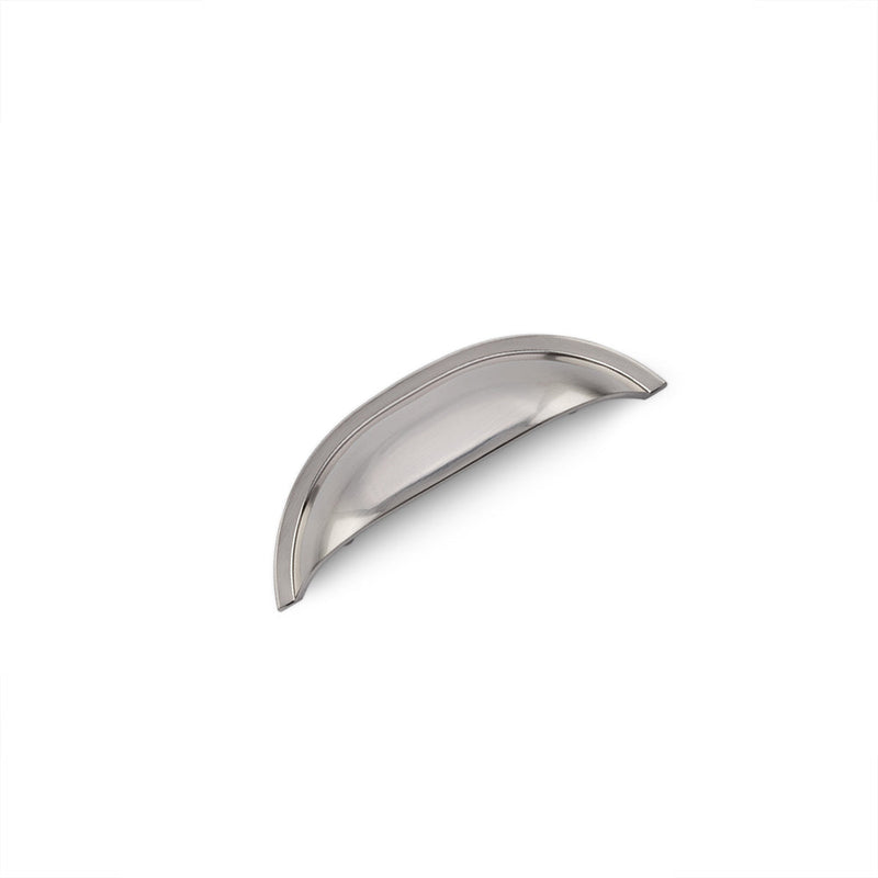 WINDSOR Shell Handle Kitchen/Bedroom Door Handle Brushed Nickel - 64mm Hole Centres (110mm Overall Length)
