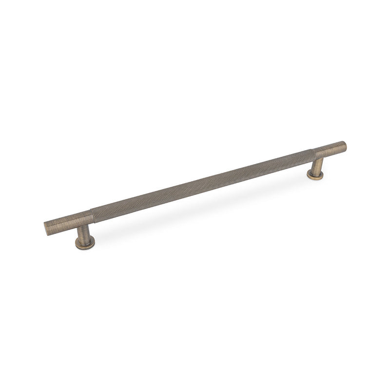FENDER KNURLED T Bar Handle Kitchen/Bedroom Door Handle Antique Brass (Various Sizes) - 224mm Hole Centres (278mm