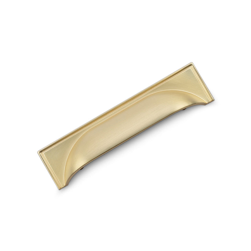 WINDSOR Cup Handle Kitchen/Bedroom Door Handle Satin Brass - 96mm Hole Centres (145mm Overall Length)