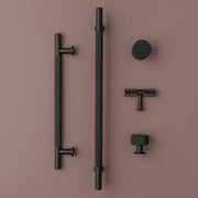 FENDER KNURLED Round Knob Kitchen/Bedroom Door Handle Matt Black