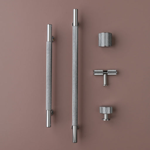 FENDER KNURLED Round Knob Kitchen/Bedroom Door Handle Chrome