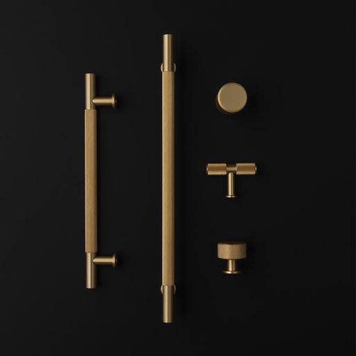 FENDER KNURLED Round Knob Kitchen/Bedroom Door Handle Satin Brass
