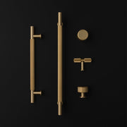 FENDER KNURLED T Knob Kitchen/Bedroom Door Handle Satin Brass