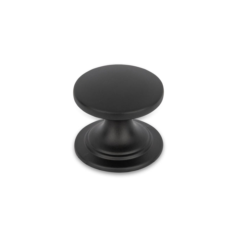 WINDSOR Round Knob Handle Kitchen/Bedroom Door Handle Matt Black - 38mm Diameter
