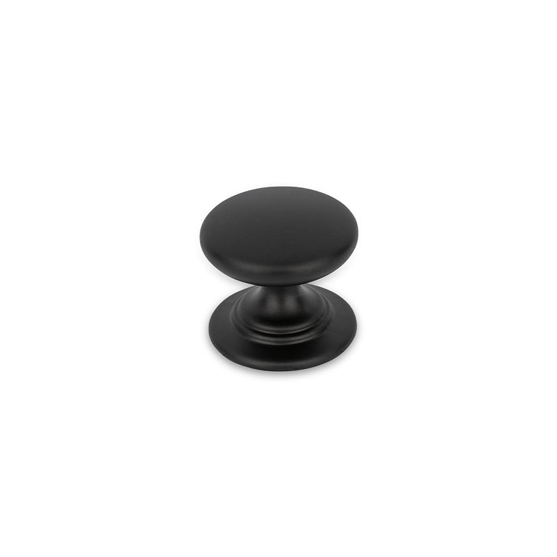 WINDSOR Round Knob Handle Kitchen/Bedroom Door Handle Matt Black - 32mm Diameter