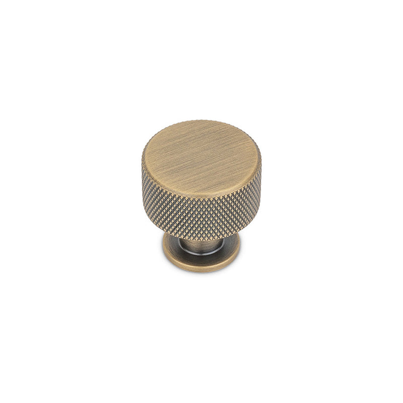 FENDER KNURLED Round Post Knob Kitchen/Bedroom Door Handle Antique Brass