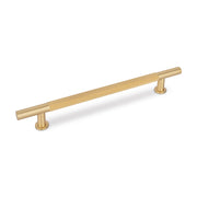 FENDER KNURLED T Bar Handle Kitchen/Bedroom Door Handle Satin Brass (Various Sizes) - 160mm Hole Centres (215mm Overall