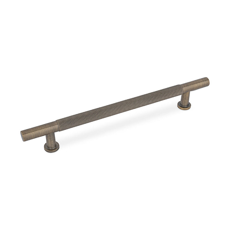 FENDER KNURLED T Bar Handle Kitchen/Bedroom Door Handle Antique Brass (Various Sizes) - 160mm Hole Centres (215mm