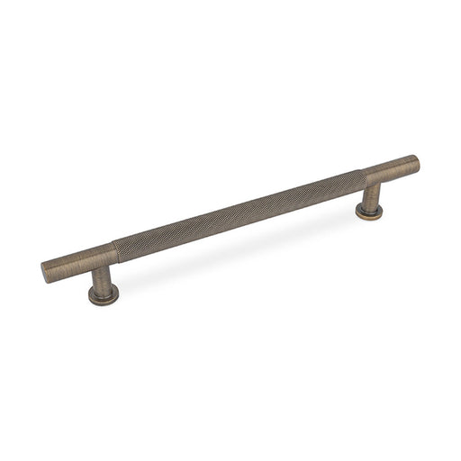 FENDER KNURLED T Bar Handle Kitchen/Bedroom Door Handle Antique Brass (Various Sizes) - 160mm Hole Centres (215mm