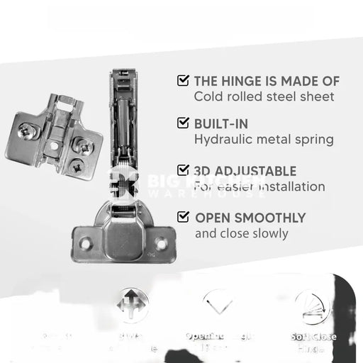 1 Pair 110 Degree Full Overlay Soft Close Kitchen Cabinet Door Hinges Adjustable Inc Backplates + Sc