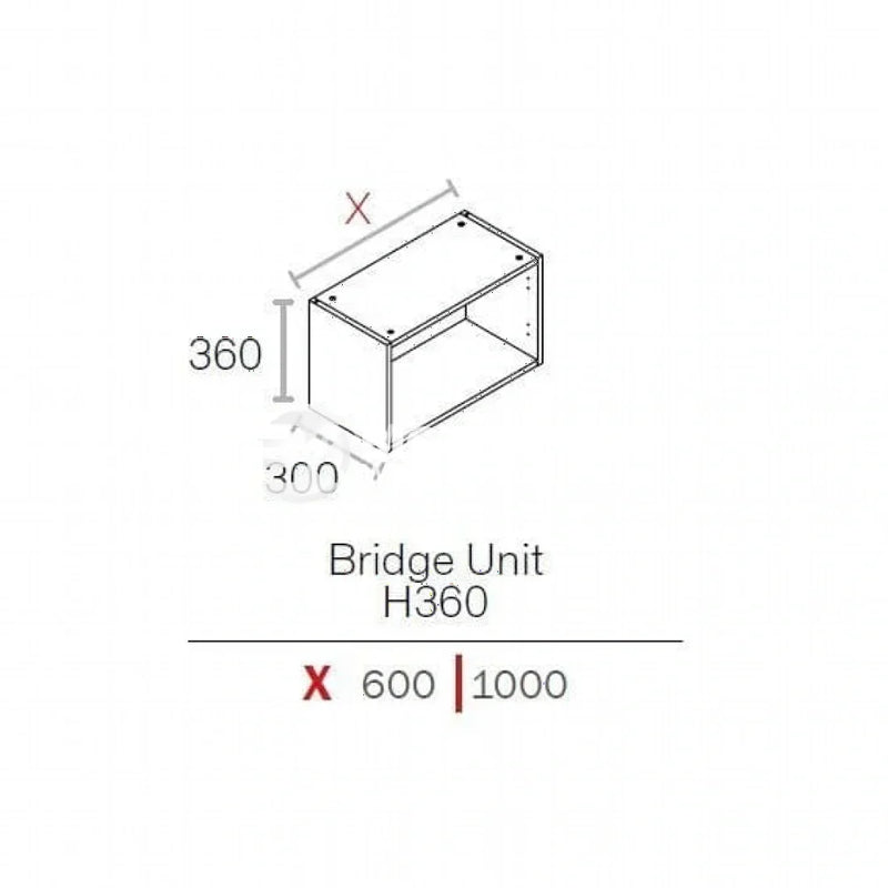 1000mm Kitchen Bridging Cabinet 360mm High  White