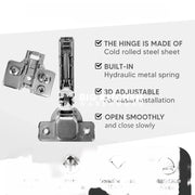 12 PACK 110 Degree Full Overlay Soft Close Kitchen Cabinet Door Hinges Adjustable Inc Backplates