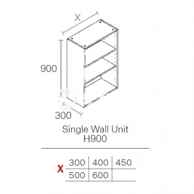 300mm Flat Pack Kitchen Extra Tall (900mm High) Wall Cabinet White
