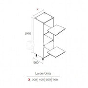 300mm Kitchen Larder Cabinet  White (1970mmH + Legs)