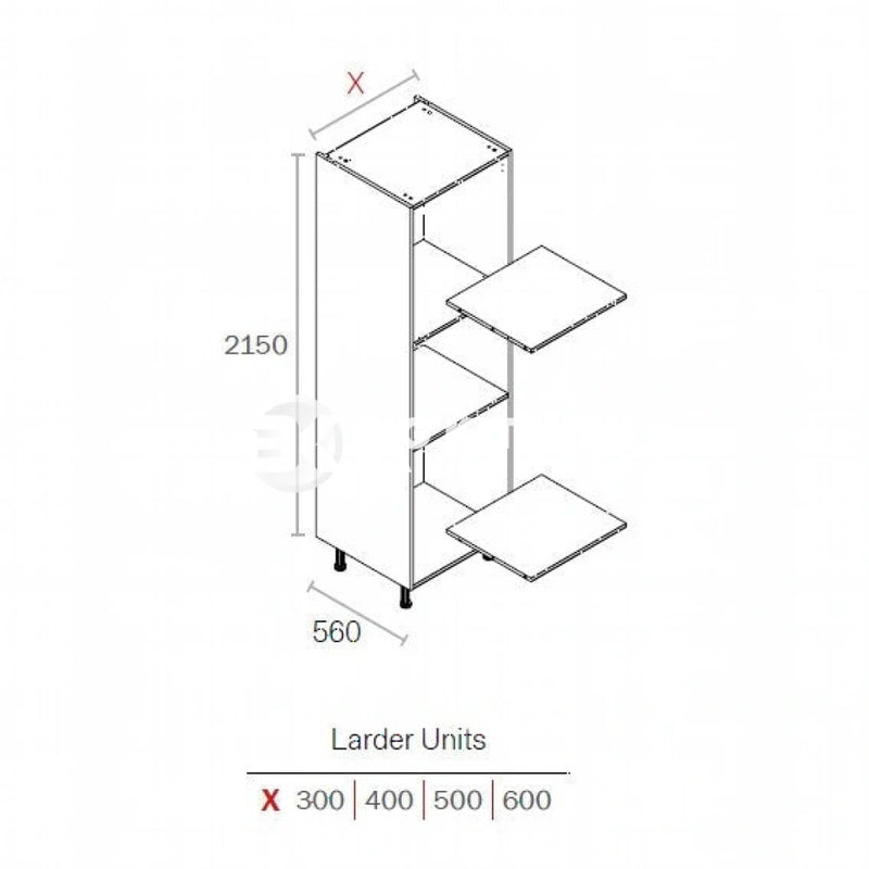 400mm Flat Pack Kitchen Tall Larder Cabinet White (2150mmH + 150mm legs)