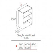 500mm Flat Pack Kitchen Extra Tall (900mm High) Wall Cabinet White