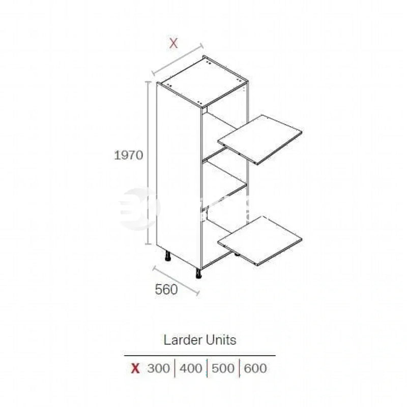 600mm Kitchen Larder Cabinet  White (1970mmH + Legs)