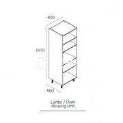 600mm Kitchen Tall Appliance Cabinet  White (1970mmH + Legs)