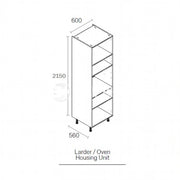 600mm Flat Pack Kitchen Tall Appliance Cabinet White (2150mmH + 150mm Legs)
