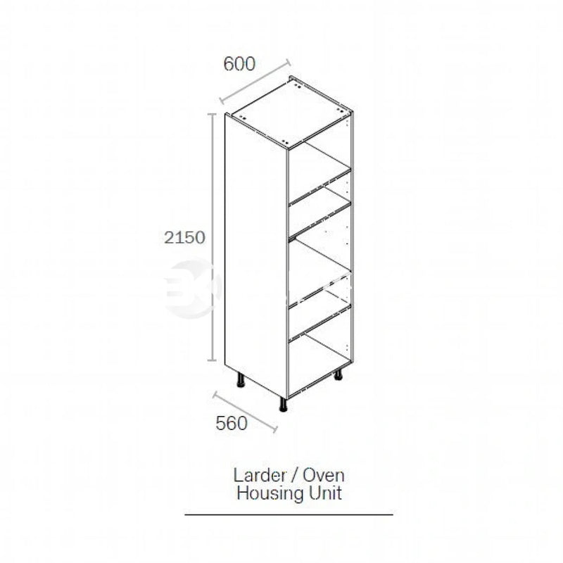 600mm Flat Pack Kitchen Tall Appliance Cabinet White (2150mmH + 150mm Legs)