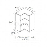 600mmx600mm Flat Pack L Shaped Kitchen Corner Extra Tall (900mm High) Wall Cabinet White