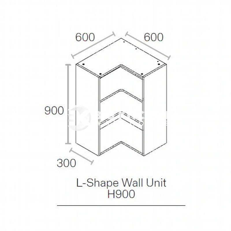 600mmx600mm Flat Pack L Shaped Kitchen Corner Extra Tall (900mm High) Wall Cabinet White